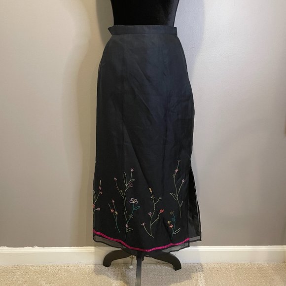 Silk Lore Skirts Silk Lore Womens 0 Silk Floral Embroidered Maxi Skirt Sz L Nwot Poshmark